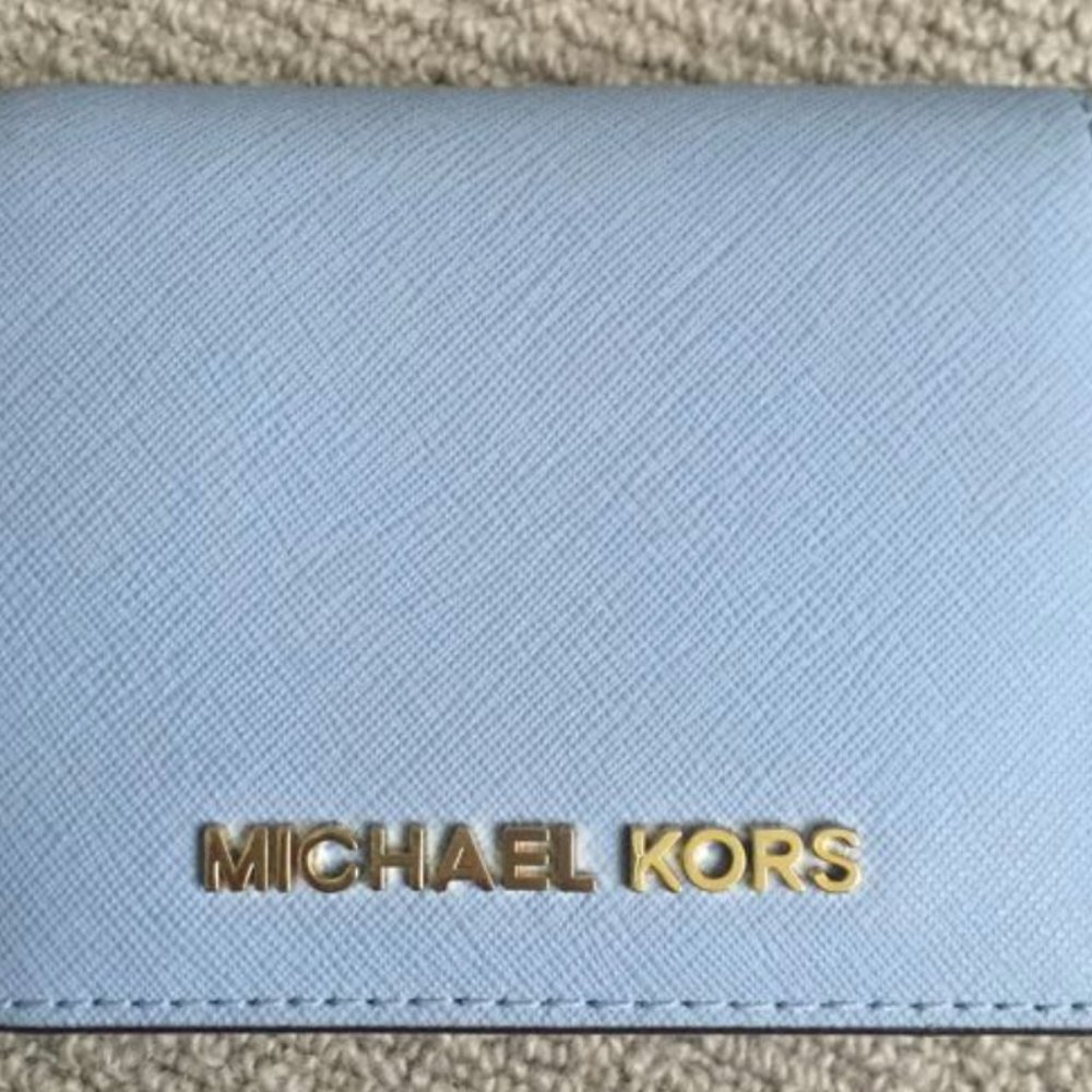 NEW Michael Kors Blue Small Trifold Wallet